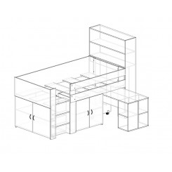 Spacesaver mid height bed - Add Rear shelf unit